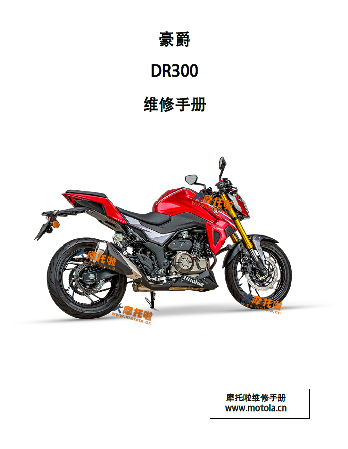 豪爵DR300维修手册HJ300维修说明书