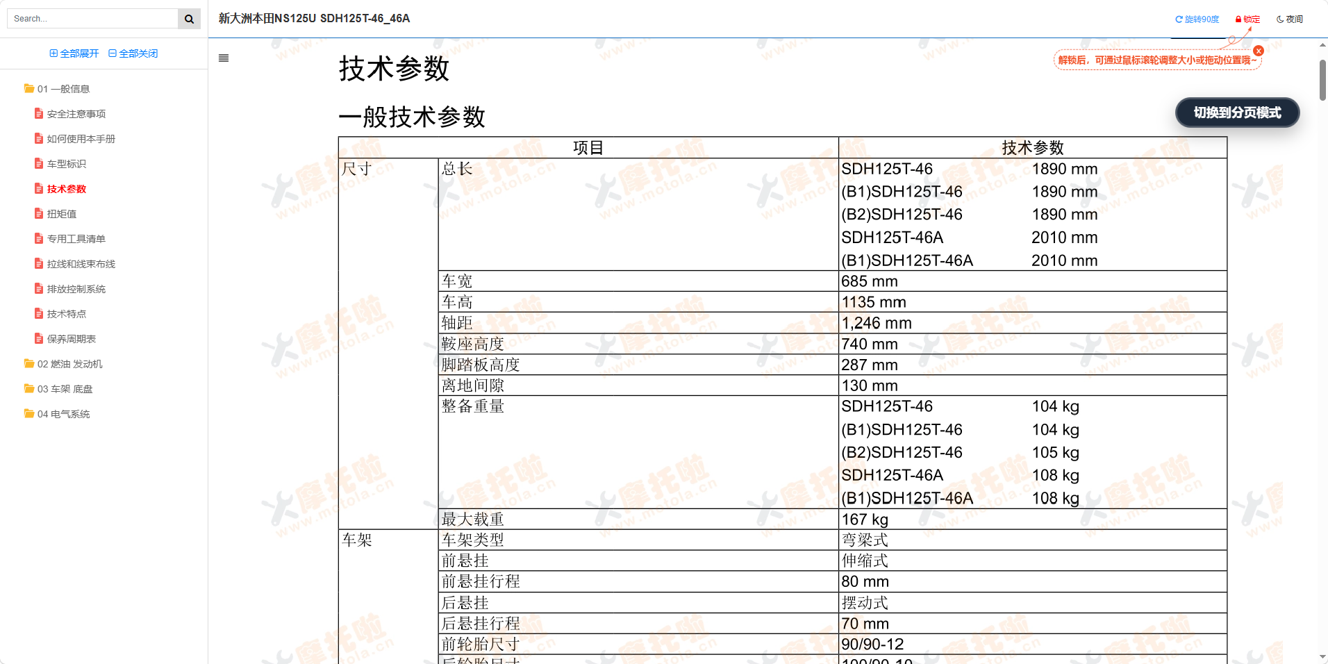 新大洲本田NS125U维修手册SDH125T-46_46A插图1