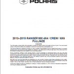 北极星2013–2015RANGER800_4X4_CREW_6X6 FULL_SIZE维修手册