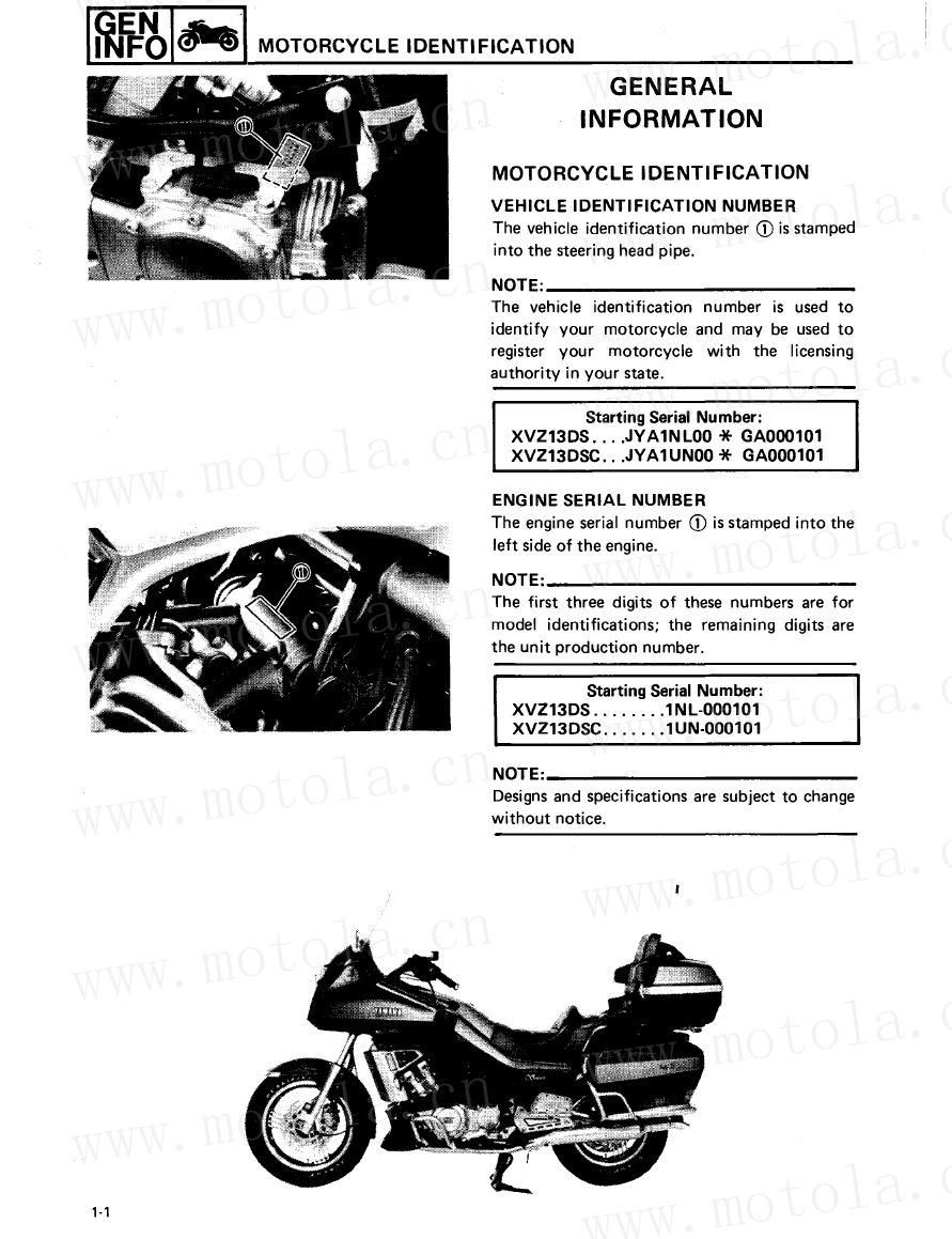 1986-1993雅马哈XVZ1300D维修手册（XVZ13DS_XVZ13DE）雅马哈大逃杀1300插图2