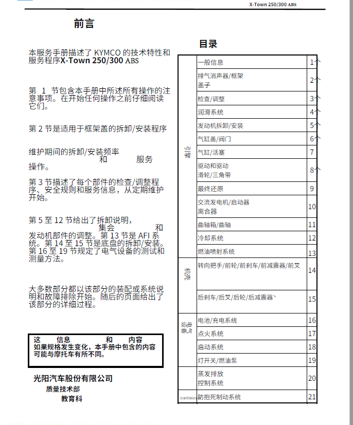 光阳赛艇250维修手册-光阳赛艇300插图1