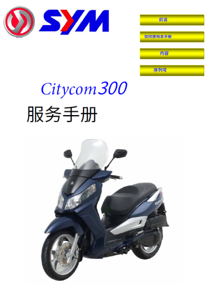 简体中文版三阳Citycom300i维修手册