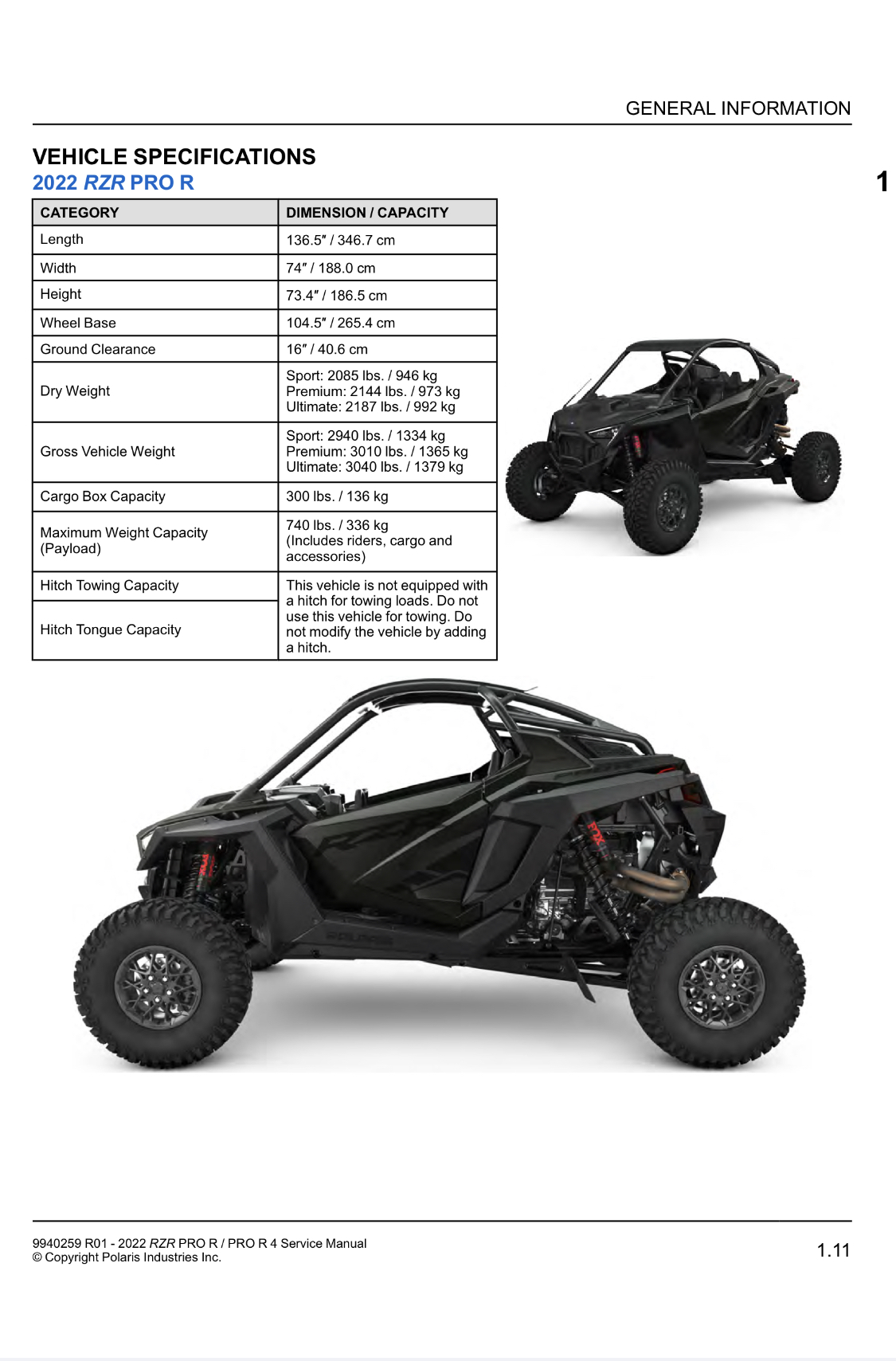 2022 北极星剃刀Polaris RZR Pro R /Pro R 4 服务手册插图5