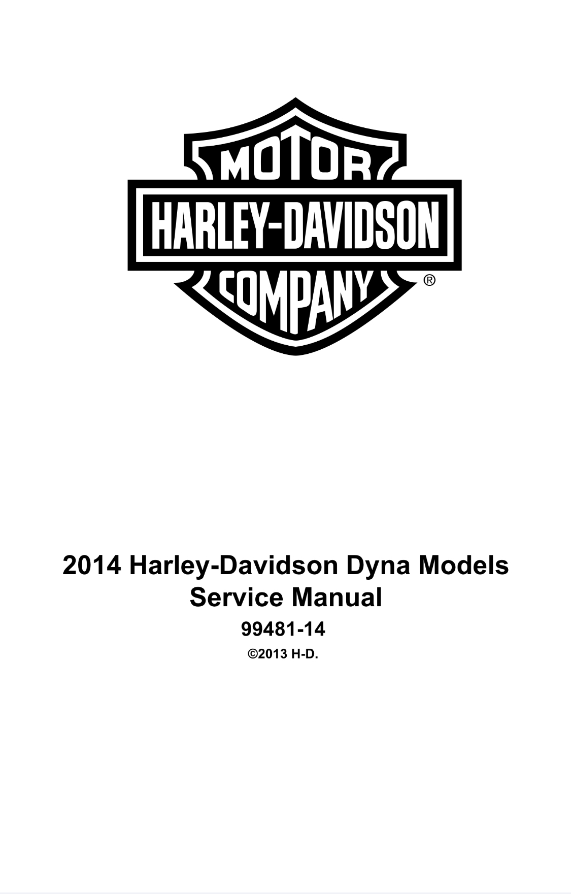 2014哈雷 Dyna 戴纳车型服务和电气诊断手册