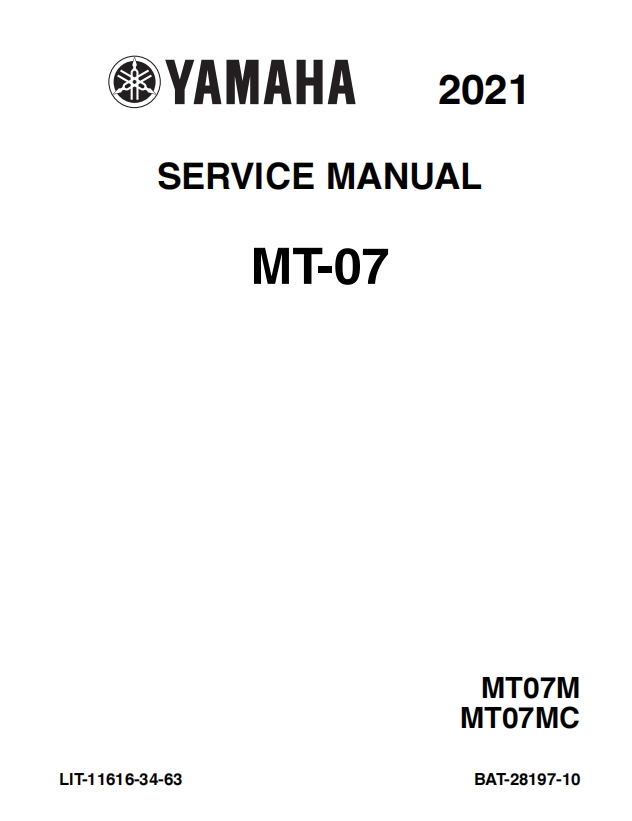 简体中文2021-2022雅马哈MT-07维修手册MT07